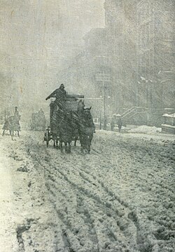 Fotografía histórica titulada Invierno en la Quinta Avenida tomada por Alfred Stieglitz en 1892