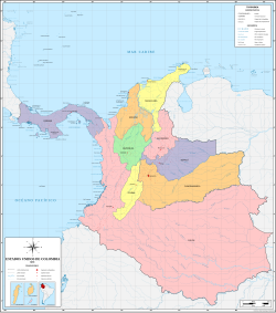 Mapa de los Estados Unidos de Colombia