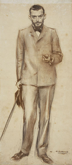 Retrato a lápiz de Josep Llimona realizado por Ramon Casas y conservado en el MNAC