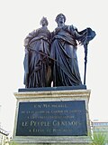 Monumento en Ginebra con Helvetia a la derecha