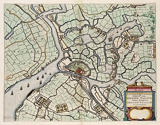 Ilustración histórica del asedio en el Atlas de Van Loon