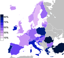 Mapa estadístico de creencias en Europa