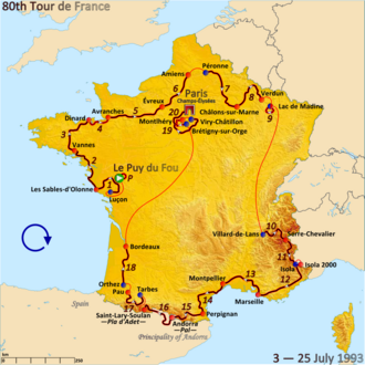 Gráfico de resultados del Tour de Francia 1993