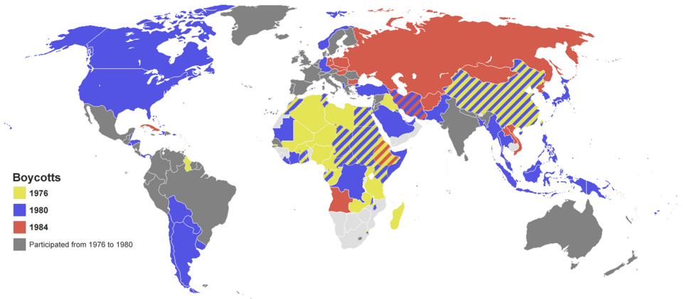Mapa de boicots olímpicos