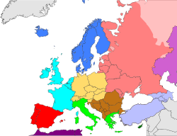Regiones de Europa según el CIA World Factbook