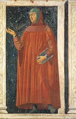 Retrato de Francesco Petrarca en un fresco del siglo XV