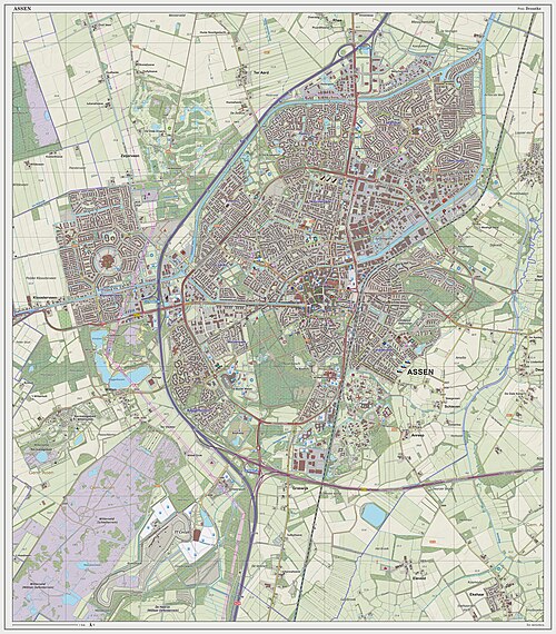 Mapa topográfico de Assen