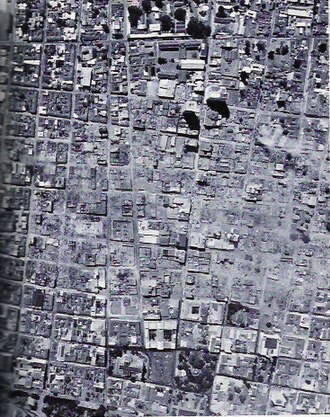 Vista aérea de los escombros de Managua tras el terremoto de 1972