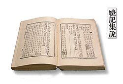 Texto antiguo chino perteneciente al Libro de los Ritos.