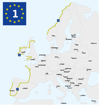 Señalización y tramos ciclistas de la EuroVelo 1