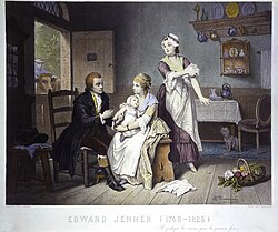 Ilustración histórica de Edward Jenner.