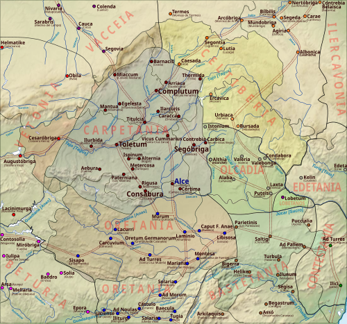 Mapa de los territorios tribales prerromanos de Castilla-La Mancha y Madrid.