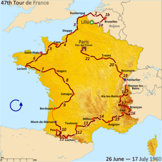 Imagen histórica del Tour de Francia 1960