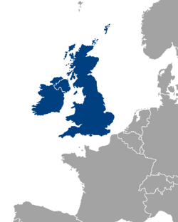 Mapa de localización de las islas británicas en Europa