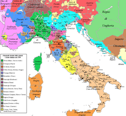 Mapa de los señoríos italianos en 1499