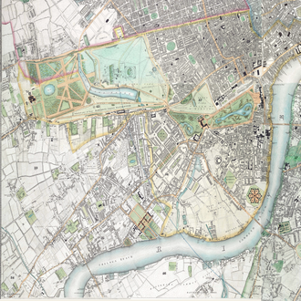 Mapa histórico que muestra la zona de Earls Court en 1830