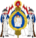 Representación de la bandera y los símbolos de la Primera República