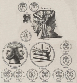 Diferentes representaciones de Jano con doble rostro.