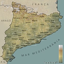 Mapa de la división comarcal de Cataluña