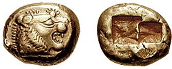 Monedas antiguas de un tercio de estatero