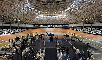 Velódromo de Izu durante las competiciones de ciclismo en pista