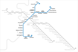 Plano representativo y esquemático del sistema de metro en Roma
