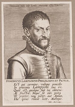 Retrato de Dominicus Lampsonius, grabado atribuido a Philipe Galle