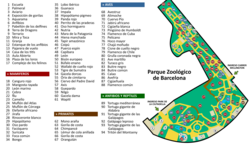 Plano esquemático del Zoológico de Barcelona