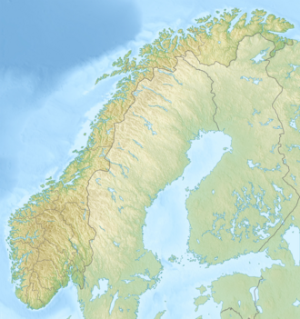 Mapa de localización que muestra la península escandinava y Noruega