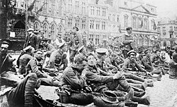 Tropas británicas en Mons, 22 de agosto de 1914