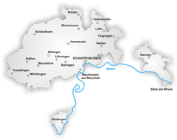 Mapa de los distritos del Cantón de Schaffhausen