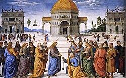 Fresco de la Capilla Sixtina que representa la entrega de las llaves a San Pedro