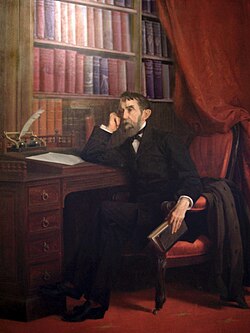 Rafael Núñez en su escritorio