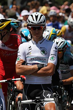 Kwiatkowski con el maillot de mejor joven del Tour de Francia 2013