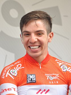 Álvaro Hodeg en una competencia de ciclismo