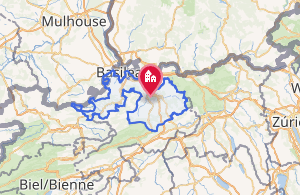 Mapa de localización del cantón de Basilea-Campiña en Suiza.