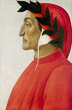 Retrato clásico de Dante Alighieri pintado por Sandro Botticelli