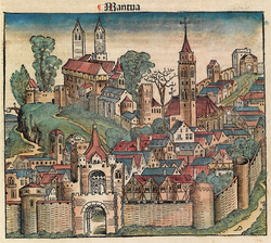 Ilustración histórica de Mantua en las Crónicas de Núremberg