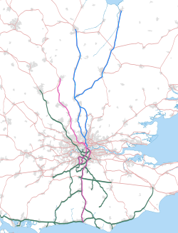 Diferentes ramales de Govia Thameslink Railway en Londres y el sur de Inglaterra