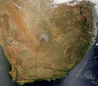Imagen satelital de Sudáfrica