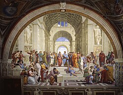 Detalle de La escuela de Atenas, fresco de Rafael Sanzio