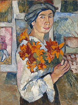Autorretrato de Natalia Goncharova de 1907