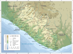 Mapa topográfico de Liberia