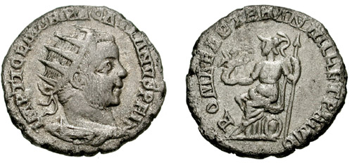 Imagen de una de las primeras monedas romanas datadas ab Urbe condita