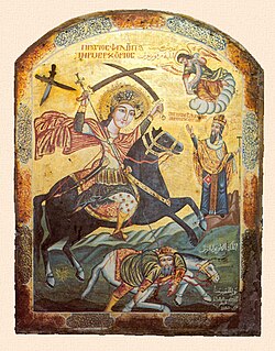 Icono religioso en la Iglesia de San Mercurio en El Cairo