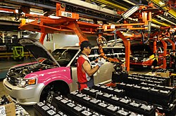 Cadena de montaje de una fábrica de automóviles