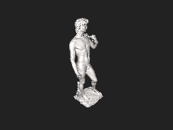 Modelo 3D interactivo que muestra las proporciones tridimensionales de la escultura.