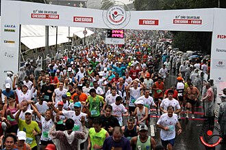 Corredores participando en la Carrera Internacional de San Silvestre de São Paulo