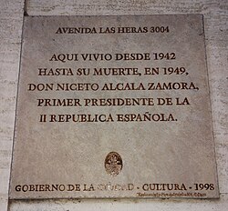Placa conmemorativa en Buenos Aires