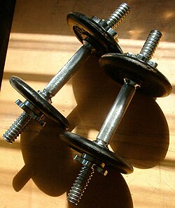 Mancuernas en un entorno de entrenamiento